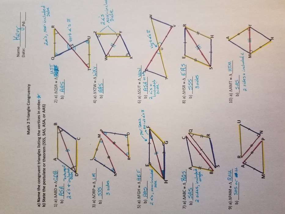 Triangle congruence maze answer key