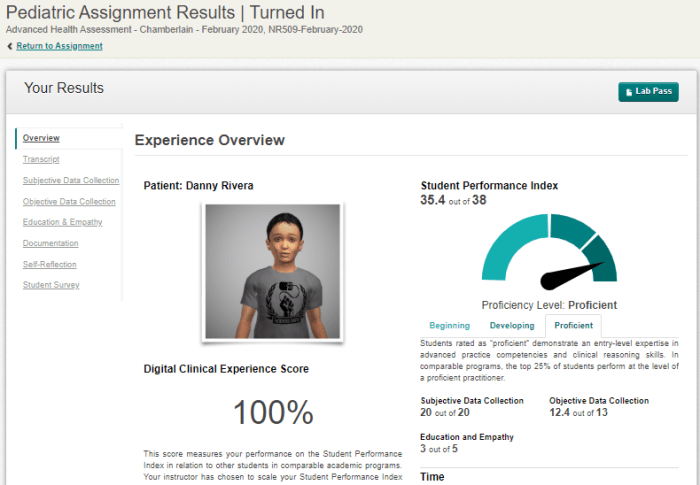 Focused exam cough objective data