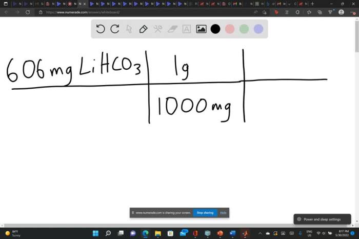 Find the mass in 2.6 mol of lithium bromide