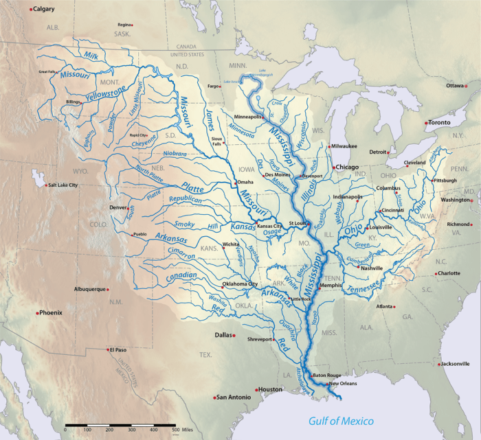 Mississippi louisiana rivers rise tennessee iowa