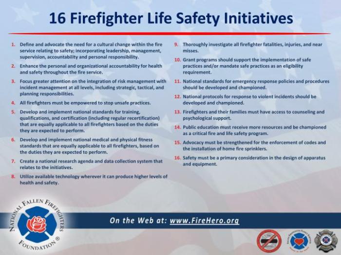 Firefighter 16 life safety initiatives