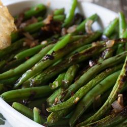 Green beans cooked for hot holding on a buffet